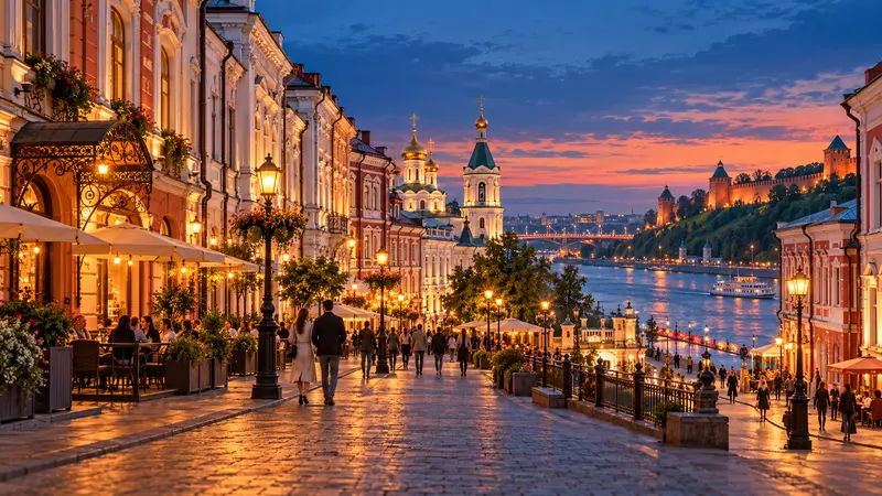 Редакционная иллюстрация исторических улиц Нижнего Новгорода